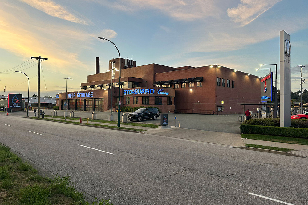 StorGuard Vancouver exterior in evening
